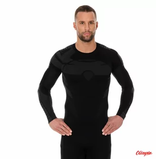 Bluzy sportowe męskie - Bluza termoaktywna Brubeck Dry z długim rękawem LS13080 czarny/grafit - grafika 1
