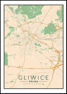 Plakat, Gliwice, Polska mapa kolorowa, 40x50 cm - Plakaty - miniaturka - grafika 1