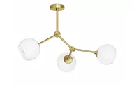 Lampy sufitowe - Złota lampa wisząca z mosiądzu z białymi kloszami G-S3 - miniaturka - grafika 1