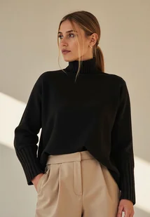 Elegancki sweter damski z golfem - czarny sweter M1101 rozmiar S/M - Swetry damskie - miniaturka - grafika 1