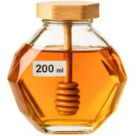 Pojemniki kuchenne - Słoik Szklany na Miód 200 ml z Nabierakiem Łyżką Ozdobny Diament - miniaturka - grafika 1