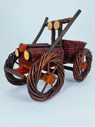 Samochód z wikliny z doniczką ciemny duży 57x30x40 cm - Pozostałe ozdoby ogrodowe - miniaturka - grafika 1