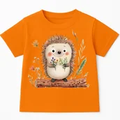 Koszulki dla dziewczynek - Pomarańczowa koszulka z Jeżem na Dzień Jeża - wzór jeż125 - miniaturka - grafika 1