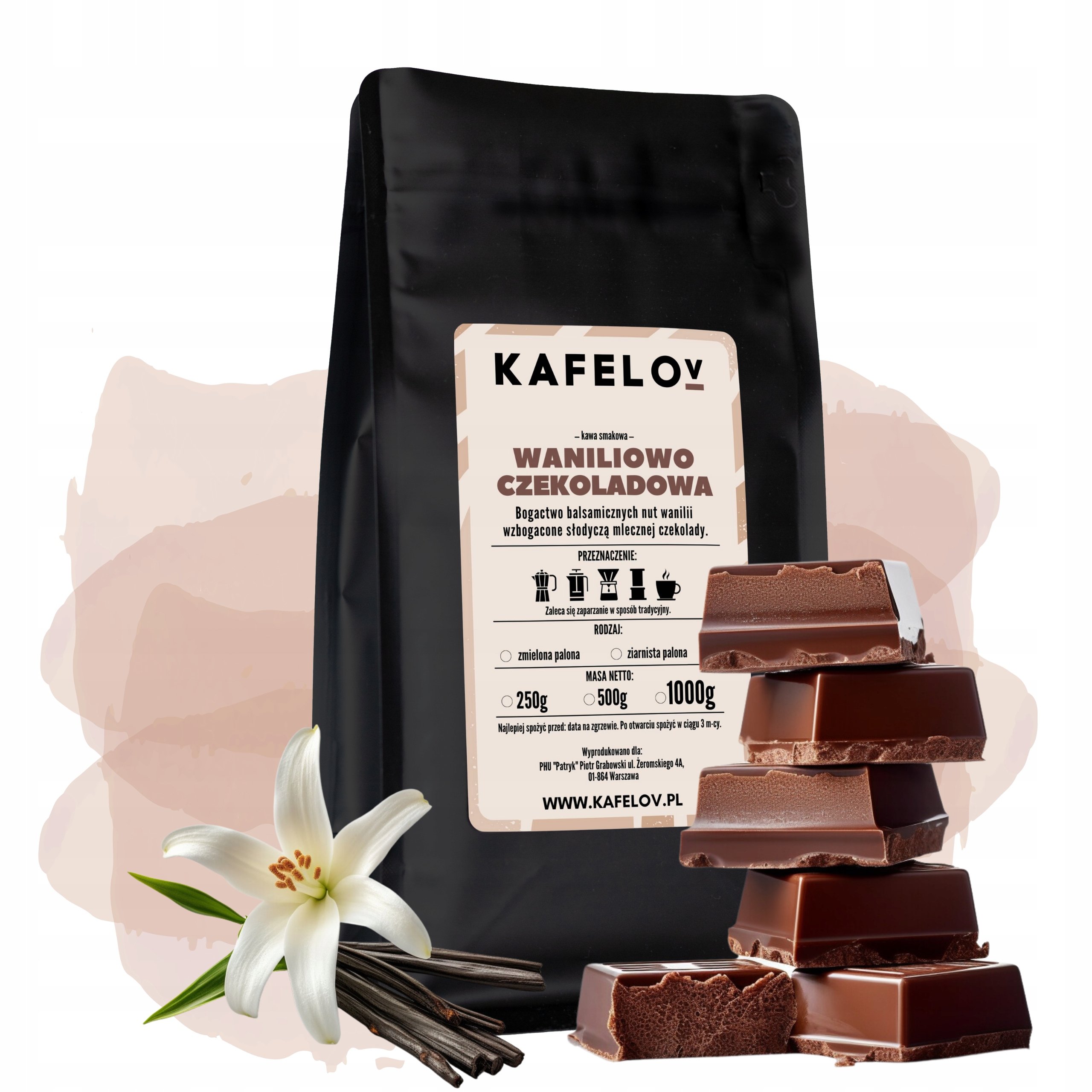 Kawa smakowa mielona Waniliowo Czekoladowa 1 kg
