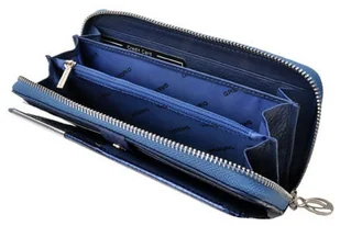 Portfel Damski Skóra Naturalna Lakierowana GREGORIO Duży Z Metalowym Suwakiem Piórnik GF-111 NIEBIESKI 18,5 x 9,5 x 3,5 [cm] - Portfele - miniaturka - grafika 6