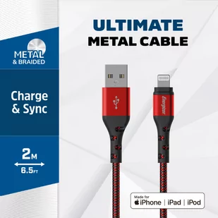 Energizer Ultimate - Kabel połączeniowy USB-A do Lightning certyfikat MFi 2m (Czerwony) - Pozostałe akcesoria do telefonów - miniaturka - grafika 2