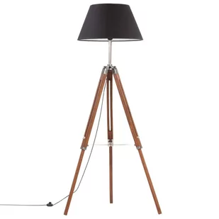 VidaXL Lampa podłogowa na trójnogu, brązowo-czarna, tek, 141 cm 288079 - Lampy stojące - miniaturka - grafika 1