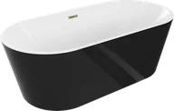 Wanny - Mexen Luna wanna wolnostojąca 170 x 80 cm, biała/czarna, przelew złoty - 52031708075-50 - miniaturka - grafika 1