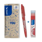 Pióra kulkowe - Zestaw wymazywalne pióro kulkowe PILOT FRIXION 0,7 czerwony + 3x wkład - miniaturka - grafika 1