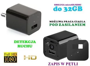 Szpiegowski Zasilacz/Ładowarka USB, Nagrywająca Obraz FULL HD + Dźwięk (m.in. na ruch) + Praca 24H!! - Minikamery i aparaty szpiegowskie - miniaturka - grafika 1