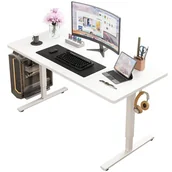 Biurka gamingowe - Biurko Elektryczne Regulowane 120x60cm Regulacja Wysokości Gamingowe Białe - miniaturka - grafika 1