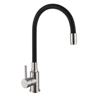 Baterie kuchenne - Bateria kuchenna Invena Efi z elastyczną wylewką, inox / czarny - miniaturka - grafika 1