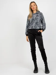 Dres welurowy biało-czarny z motywem zwierzęcym RUE PARIS r M - Dresy damskie Dres welurowy biało-czarny z motywem zwierzęcym RUE PARIS r M - Dresy damskie - miniaturka - grafika 1