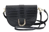 Torebki damskie - Listonoszka damska croco - Czarna - miniaturka - grafika 1