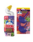 Środki do WC - Duck Tropical Adventure Żel do czyszczenia WC 750 ml + Podwójna zawieszka barwiąca wodę na fioletowo - miniaturka - grafika 1