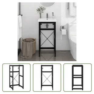 The Living Store Szafka łazienkowa czarna 40x38x83 cm żelazo - Szafki łazienkowe - miniaturka - grafika 1