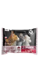 Mokra karma dla kotów - PETREPUBLIC ZESTAW MULTIPAKÓW Fileciki w sosie dla kota wołowina łosoś i kurczak cielęcina 9x 4x100g - miniaturka - grafika 1