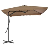 Parasole ogrodowe - vidaXL Parasol ogrodowy na słupku stalowym, 250 x 250 cm, kolor taupe - miniaturka - grafika 1