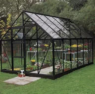 Szklarnie ogrodowe - HALLS szklarnia ogrodowa Universal 128 czarna (9.9 m2; 2,57 x3,84 m), szkło hartowane + baza - miniaturka - grafika 1