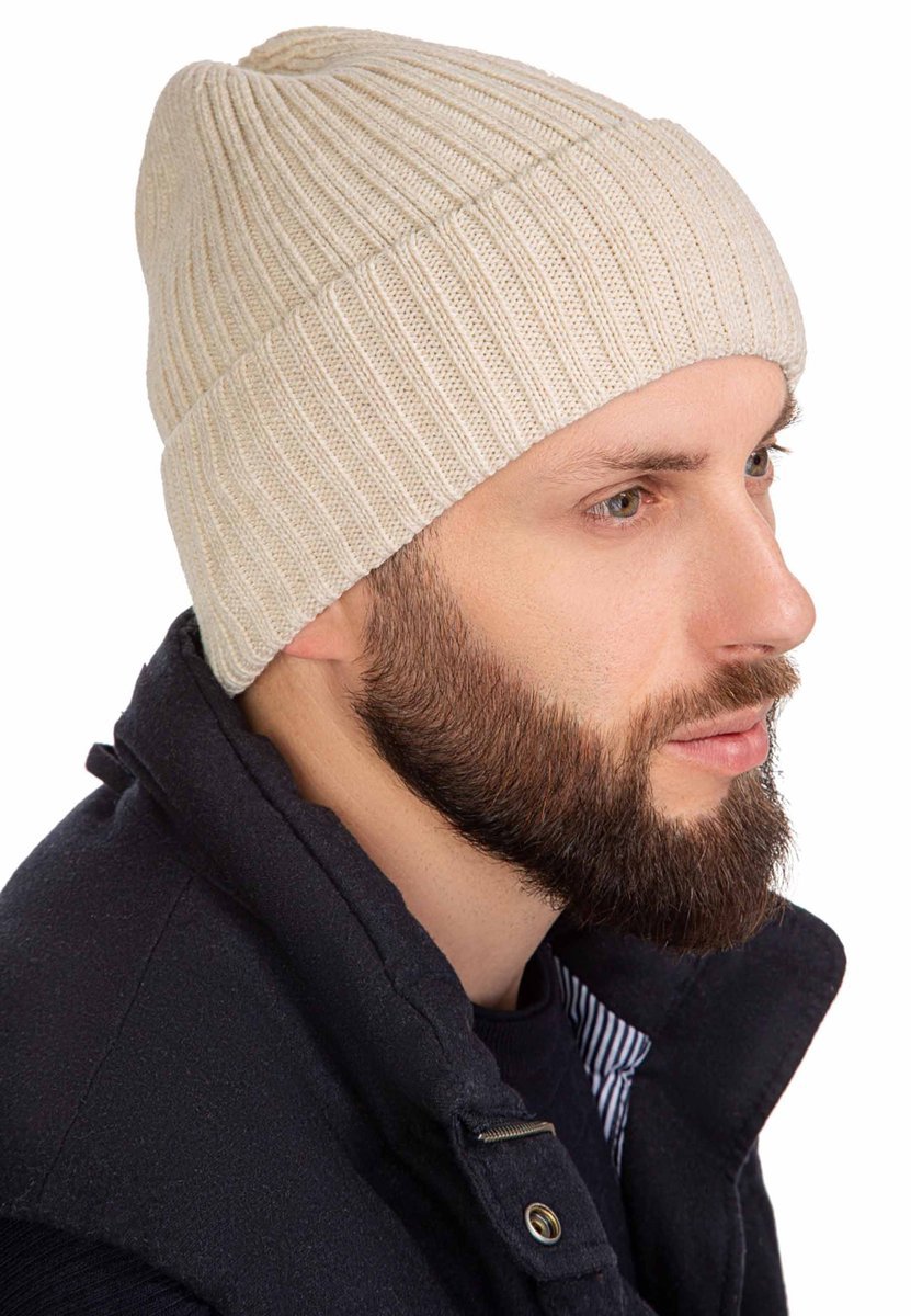 Męska czapka zimowa beżowa Ambra r.56/60