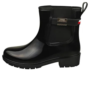 Tommy Hilfiger Damski pasek z flagą Hw Rainboot Western Boot, czarny, 39 EU, Czarny, 40 EU - Paski - miniaturka - grafika 1