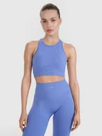 Bielizna sportowa damska - 4F Biustonosz treningowy bezszwowy ze średnim wsparciem 4F x Anna Lewandowska - niebieski L/XL - miniaturka - grafika 1