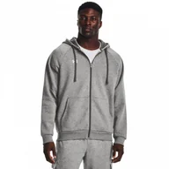 Bluzy sportowe męskie - Męska bluza dresowa rozpinana z kapturem Under Armour UA Rival Fleece FZ Hoodie - szara - UNDER ARMOUR - miniaturka - grafika 1