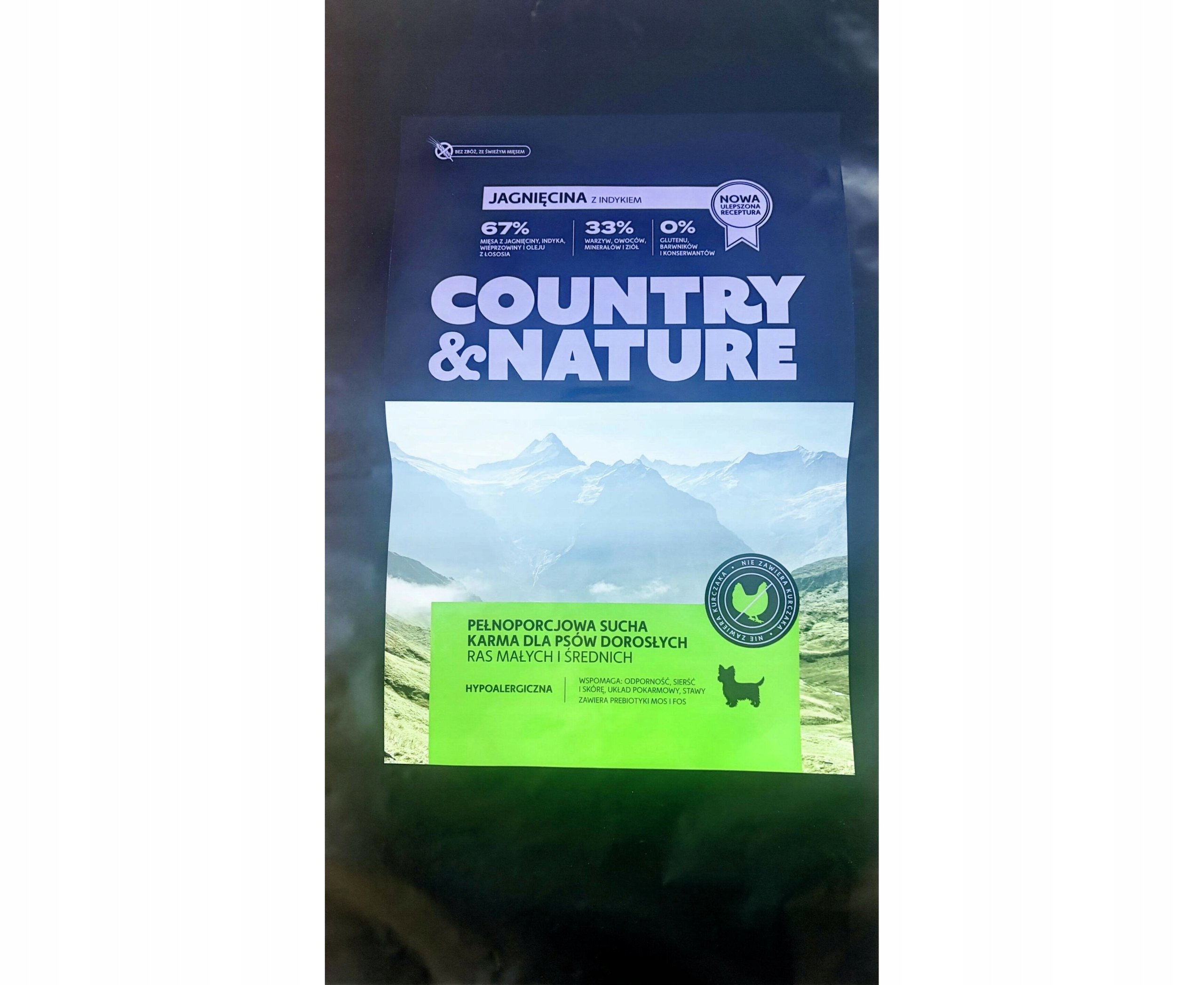 COUNTRY&NATURE Lamb with Turkey Recipe. Karma dla psów ras małych i średnich - jagnięcina z indykiem 9kg