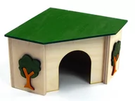 Akcesoria dla gryzoni - Pinokio domek drewniany narożny dla królika 27,5x27,5x15 cm - miniaturka - grafika 1