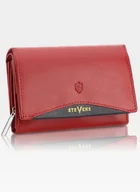 Portfele - Portfel Damski Skórzany STEVENS Czerwony z Zabezpieczeniem RFID Z02/RB - czerwony - miniaturka - grafika 1