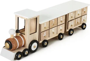 BRUBAKER Świąteczny drewniany kalendarz adwentowy w naturalnych kolorach biały 46 x 9,5 x 10,7 cm - Pozostałe akcesoria świąteczne - miniaturka - grafika 1