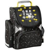 Plecaki szkolne i tornistry - TORNISTER PLECAK SZKOLNY DO 1 KLASY CZARNY EMOTIKONY EMOTKI SMILEY - miniaturka - grafika 1