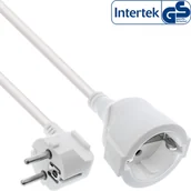 Kable - InLine® Strom-Verlängerung Schutzkontakt Stecker gewinkelt / Buchse, weiß, 1m - miniaturka - grafika 1