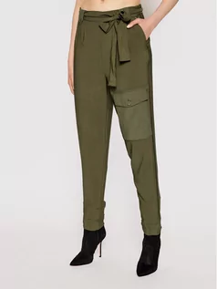 Spodnie damskie - TwinSet Spodnie materiałowe 211TT2161 Zielony Regular Fit - grafika 1