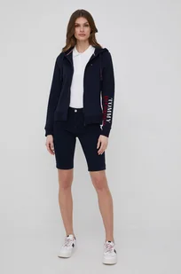 Tommy Hilfiger Tommy Hilfiger szorty damskie kolor granatowy gładkie high waist - Spodenki damskie - miniaturka - grafika 1