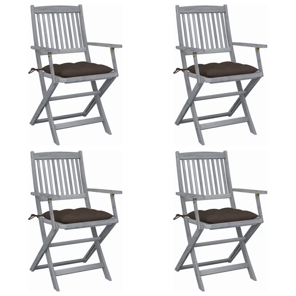 vidaXL Lumarko Składane krzesła ogrodowe, 4 szt., poduszki, drewno akacjowe 3064532
