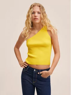 Koszulki i topy damskie - Mango Top Tobogan 27077118 Żółty Slim Fit - grafika 1