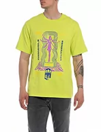 Koszulki męskie - Replay T-shirt męski z krótkim rękawem z nadrukiem, 732 zielony, XL - miniaturka - grafika 1