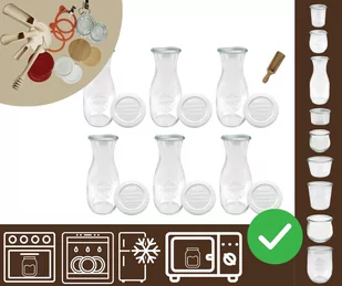 Słoiki WECK 6szt/ plastikowe wieko, miarka KARAFKA 1l 1062ml BUTELKA / Wamar-Sosenka - Pojemniki kuchenne - miniaturka - grafika 1