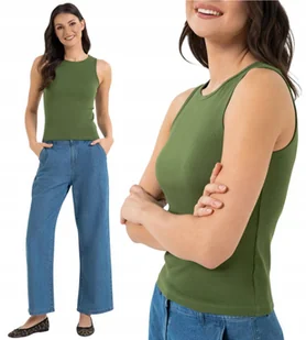 Koszulka Top Damski Bawełniany w Prążek Na Ramiączkach MORAJ Zielona S - Koszulki i topy damskie Koszulka Top Damski Bawełniany w Prążek Na Ramiączkach MORAJ Zielona S - Koszulki i topy damskie - miniaturka - grafika 1