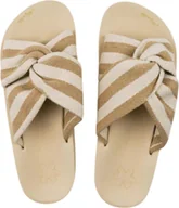 Klapki i japonki damskie - Klapki damskie Flip Flop Wedgy Twist lekkie beżowe w paski 41 - miniaturka - grafika 1