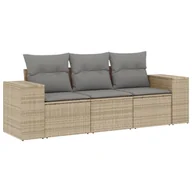 Sofy ogrodowe - vidaXL 3-częściowa sofa ogrodowa z poduszkami Beżowy polirattan - miniaturka - grafika 1