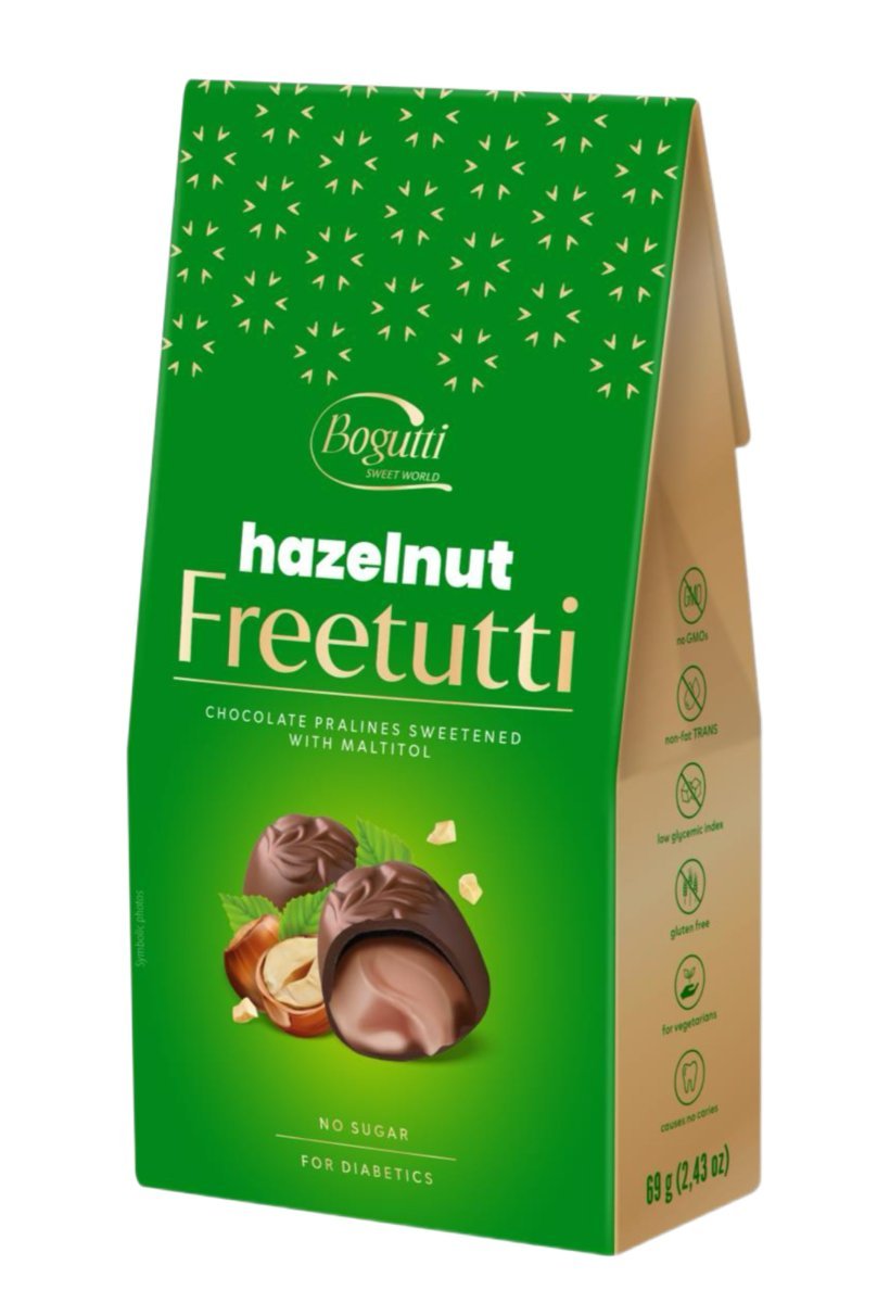 Freetutti praliny bez cukru Orzech Laskowy, 69g