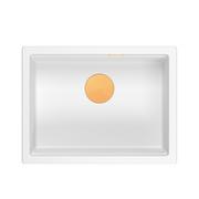 Zlewozmywaki - JOSH 110 GraniteQ zlewozmywak snow white 59,5x45,1x21,5 cm 1-komorowy podwieszany z syfonem manualnym miedziany - miniaturka - grafika 1