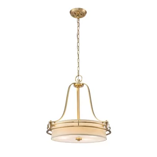 Lampa wisząca łańcuchowa Gotham QZ-GOTHAM-P-BB Quoizel tkaninowy abażur mosiądz - Lampy sufitowe - miniaturka - grafika 1