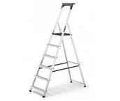 Drabiny - Drabina aluminiowa, domowa z półką, 6 stopnie (wytrzymałość: 125 kg) - miniaturka - grafika 1