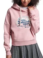 Bluzy damskie - Superdry Vintage VL Narrative Hood Ub Damska Bluza z kapturem, Miękki różowy, XL - miniaturka - grafika 1