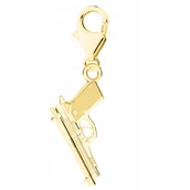 Bransoletki - Złota Zawieszka Mały Pistolet Beretta Pistolecik Broń Glock SREBRO 925 - miniaturka - grafika 1