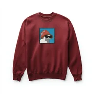 Bluzy męskie - Bluza z haftem - modny kot, bordowa unisex premium 280g L - miniaturka - grafika 1