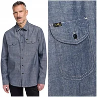 Koszule męskie - Lee 101 70'S SHIRT Dry PREMIUM luźna bawełniana koszula jeansowa chambray L - miniaturka - grafika 1